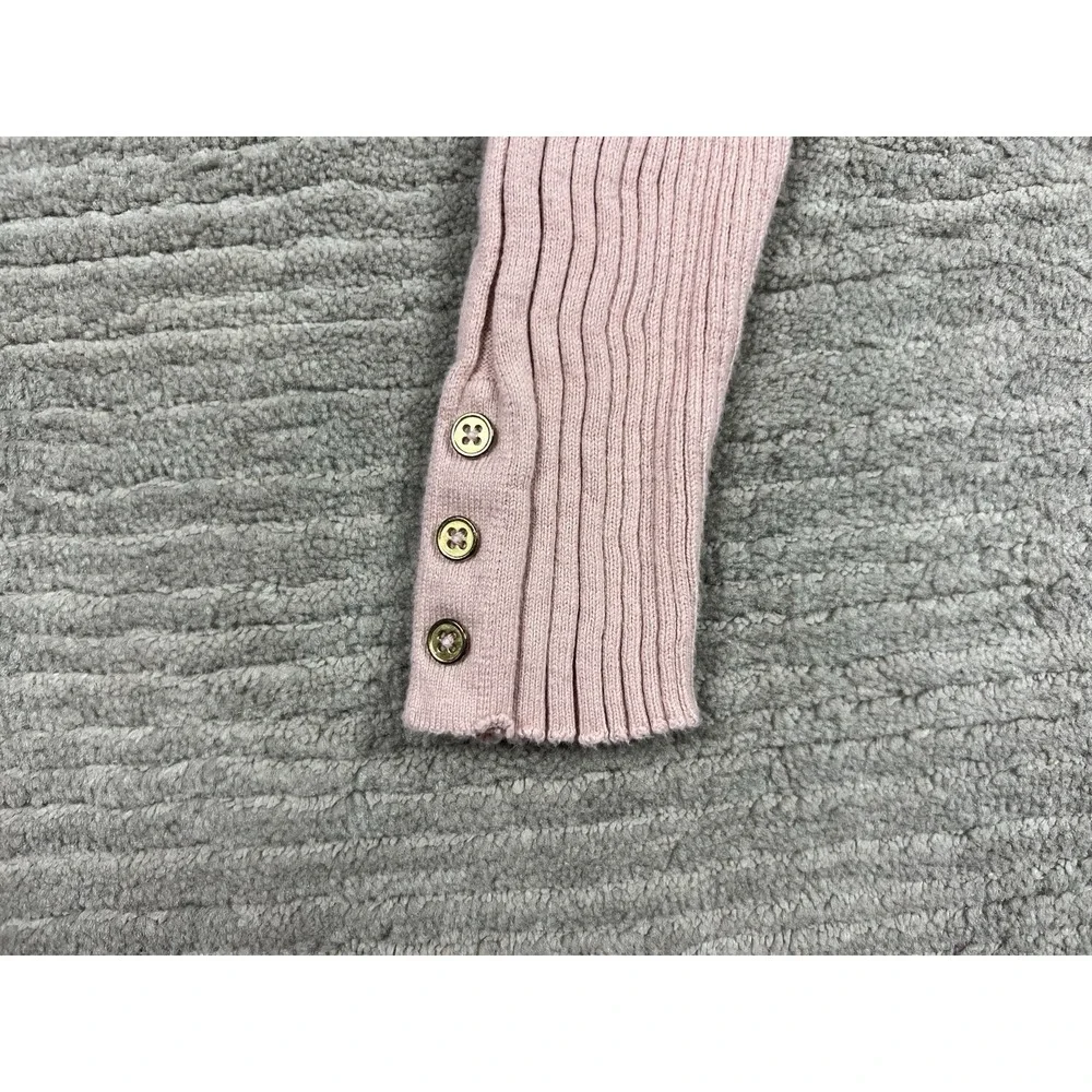 Liz Claiborne Sweater Womens Medium‎ Pink Stretch Longsleeve VNeck Ribbed Career